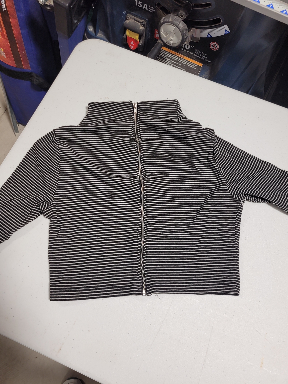 Kids Black & White Striped Mock Neck Top - Picture 3 of 3